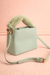 Deliah Mint Small Handbag w/ Fluffy Handle | Boutique 1861 side view