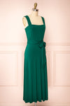 Deliciae Green Fitted Dress w/ Fabric Belt | Boutique 1861 side view
