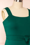 Deliciae Plus Size Green Midi Dress w/ Fabric Belt | Boutique 1861 side close up