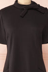 Delinela Short Black Dress w/ Bow | Boutique 1861 front close-up