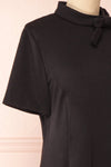 Delinela Short Black Dress w/ Bow | Boutique 1861 side close-up