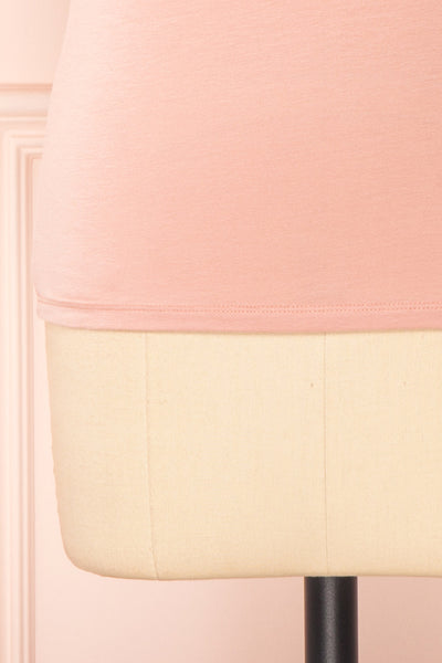Demie Pink Short Sleeve V-Neck Top w/ Lace Neckline | Boutique 1861 bottom