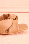 Derella Beige Faux Leather Heeled Sandals | Boutique 1861 side close-up