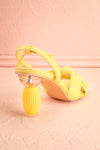 Derella Yellow Faux Leather Heeled Sandals  back view