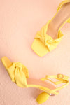 Derella Yellow Faux Leather Heeled Sandals flat view