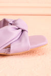 Derella Lilac Faux Leather Heeled Sandals | La petite garçonne side close-up