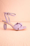 Derella Lilac Faux Leather Heeled Sandals | La petite garçonne side view
