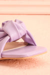 Derella Lilac Faux Leather Heeled Sandals | La petite garçonne front close-up