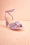 Derella Lilac Faux Leather Heeled Sandals | La petite garçonne front view