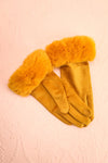 Derra Mustard Yellow Gloves w Faux-Fur Lining & Cuff | Boutique 1861