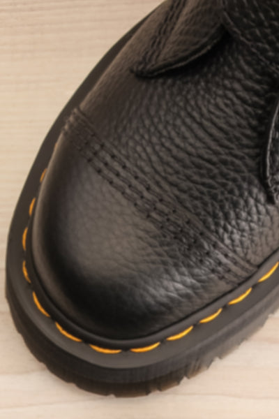 Devon Flower Buckle Leather Platform Boots | La petite garçonne flat close-up