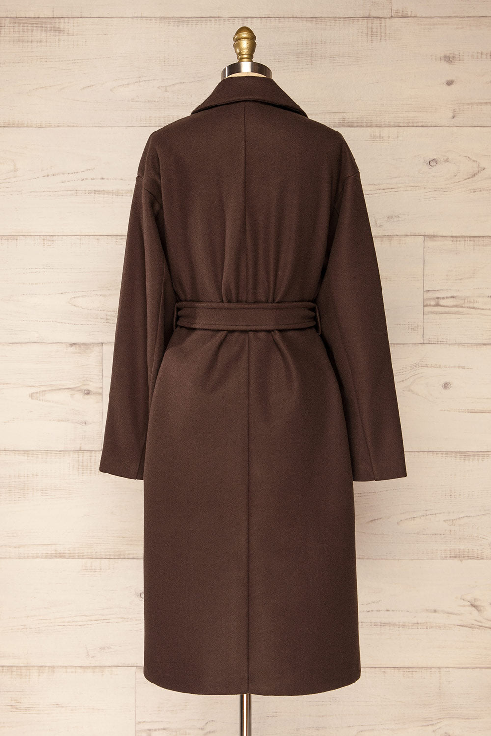 Dhome Brown Felt Trench Coat w/ Belt | La petite garçonne back view