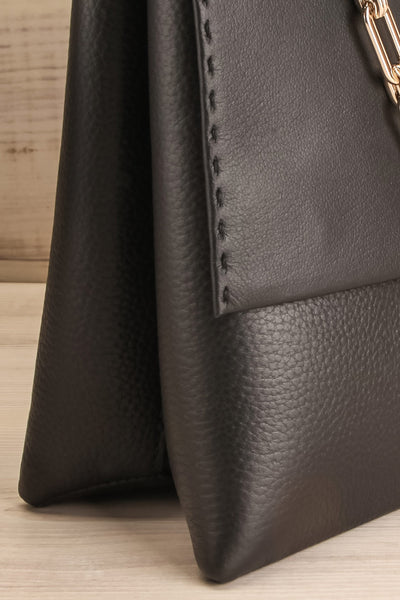 Diane Black Leather Handbag | La Petite Garçonne side close-up