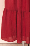 Diatou Wine Tiered Midi Dress w/ Square Neckline | Boutique 1861 bottom