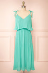 Dida Pleated Turquoise Midi Dress | Boutique 1861 front view
