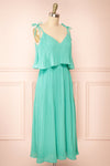 Dida Pleated Turquoise Midi Dress | Boutique 1861 side view