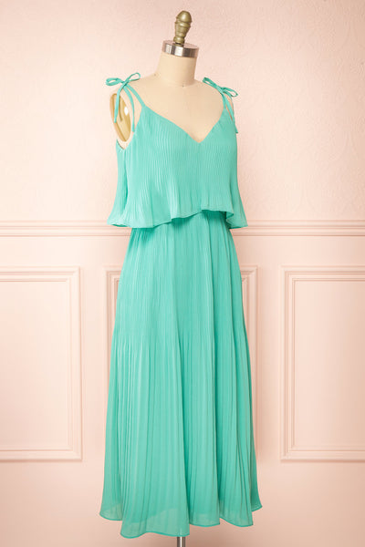 Dida Pleated Turquoise Midi Dress | Boutique 1861 side view
