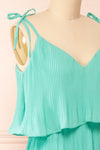 Dida Pleated Turquoise Midi Dress | Boutique 1861 side close-up