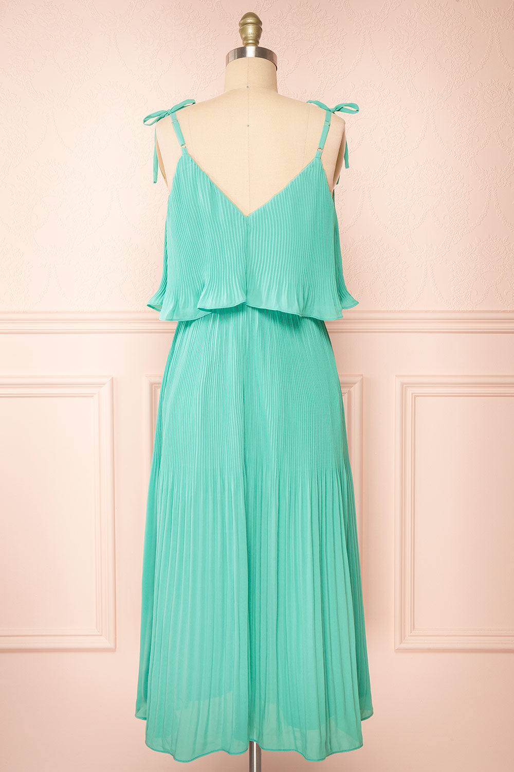 Dida Pleated Turquoise Midi Dress | Boutique 1861 back view 