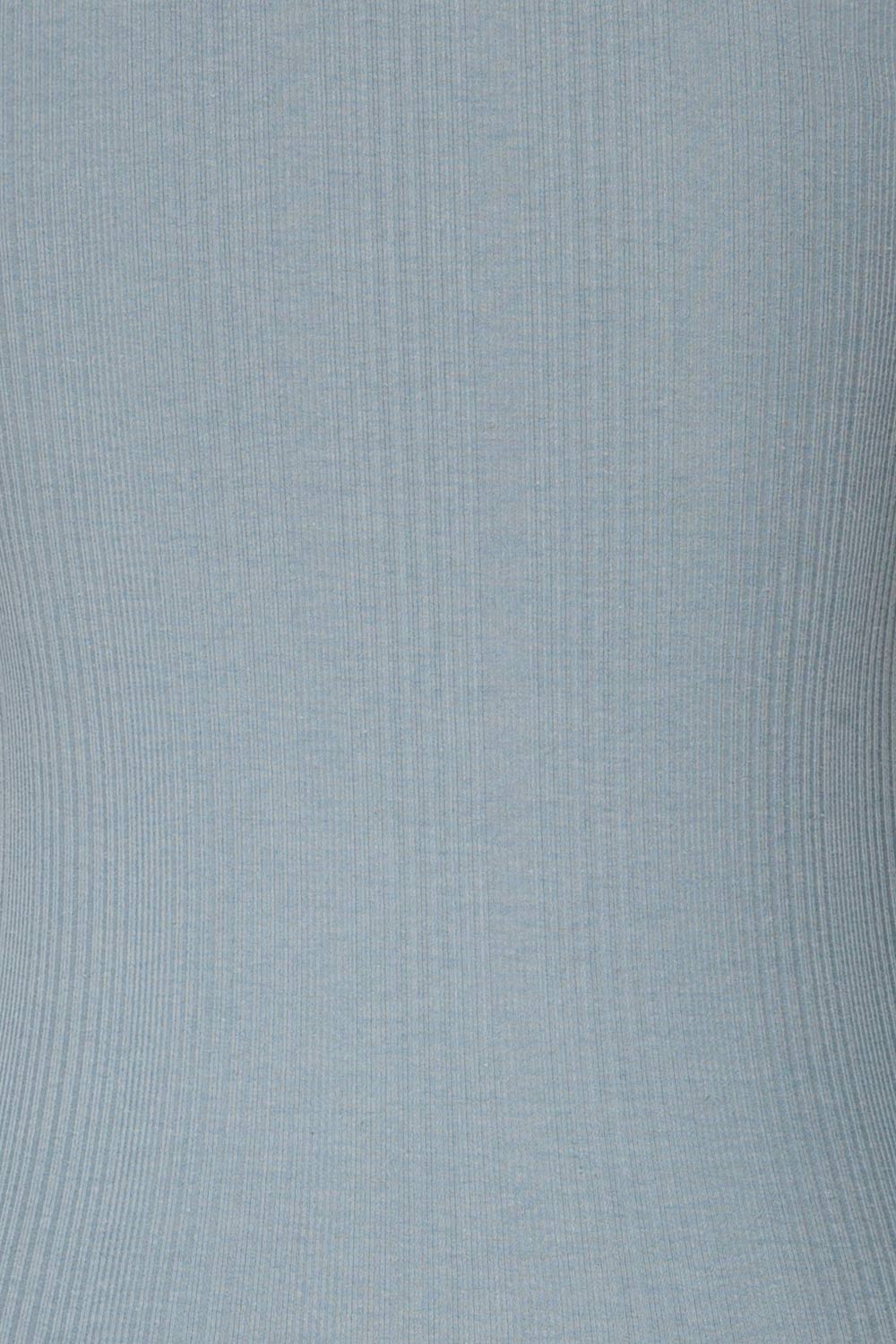 Didima Blue Ribbed Top with Stand Collar | La Petite Garçonne fabric detail 