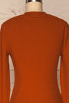 Didima Cinnamon Orange Ribbed Top with Stand Collar | La Petite Garçonne back close-up