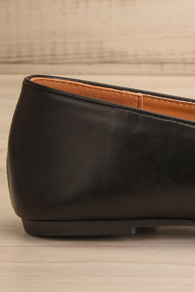 Dinteranthus Black Pointed Faux-Leather Loafers | La petite garçonne side back close-up