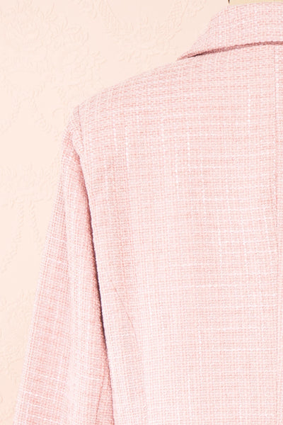 Dionne Pink Vintage Style Tweed Blazer | Boutique 1861 back close-up