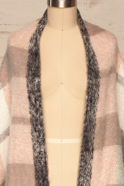 Distroff Colorful Soft Knit Scarf with Fringe | La Petite Garçonne shawl close-up