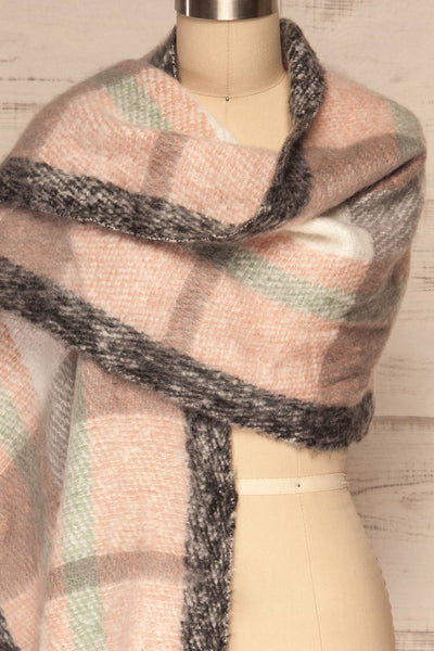 Distroff Colorful Soft Knit Scarf with Fringe | La Petite Garçonne wrap close-up