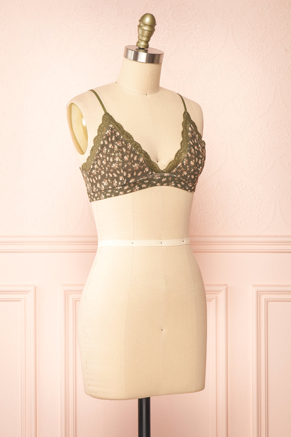 Distyle Green Floral Mesh Bralette w/ Lace | Boutique 1861 side view