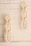 Divimoen Golden & Pearl Pendant Earrings | La Petite Garçonne