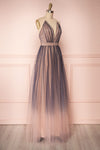 Docina Beach Navy Blue & Blush Tulle Maxi Prom Dress | SIDE VIEW | Boutique 1861