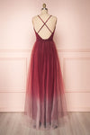 Docina Volcano Burgundy Tulle Maxi Prom Dress  | BACK VIEW | Boutique 1861