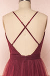 Docina Volcano Burgundy Tulle Maxi Prom Dress  | BACK CLOSE UP | Boutique 1861