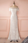 Dolenda - White sequined lace fitted gown