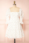 Dolly White Square Neck Floral Short Dress | Boutique 1861 front view