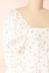 Dolly White Square Neck Floral Short Dress | Boutique 1861 side close-up