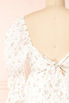 Dolly White Square Neck Floral Short Dress | Boutique 1861 back close-up