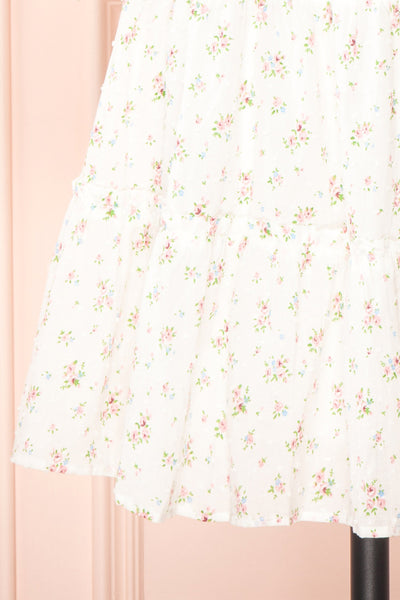 Dolly White Square Neck Floral Short Dress | Boutique 1861 bottom