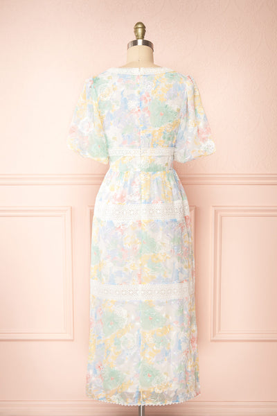 Domilene Floral Midi Dress w/ Lace | Boutique 1861 back view