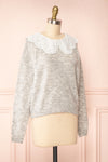 Dominique Grey Peter Pan Collar Sweater | Boutique 1861 side view