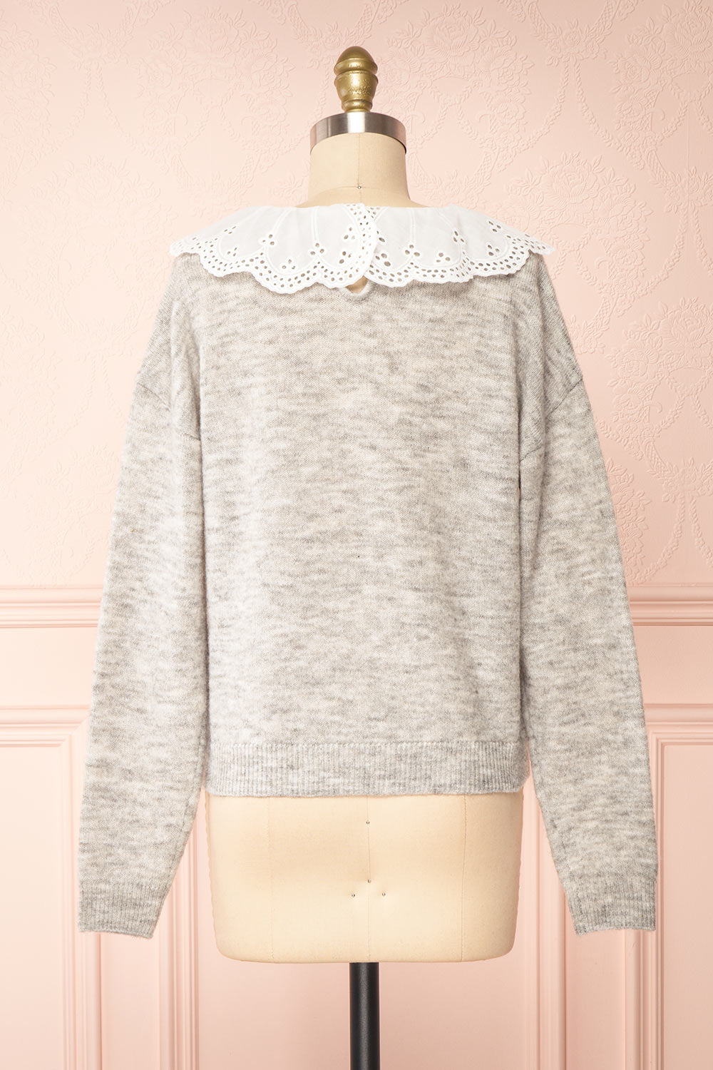 Dominique Grey Peter Pan Collar Sweater | Boutique 1861 back view