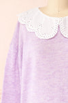 Dominique Lilac Peter Pan Collar Sweater | Boutique 1861 front close-up