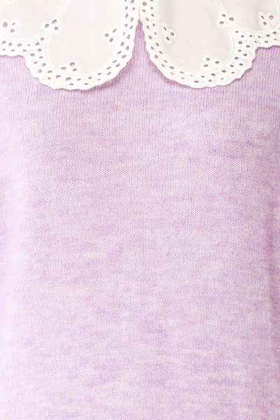 Dominique Lilac Peter Pan Collar Sweater | Boutique 1861 fabric