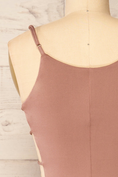 Dorie Mauve Bodycon Dress w/ Cutout Detail | La petite garçonne back close-up