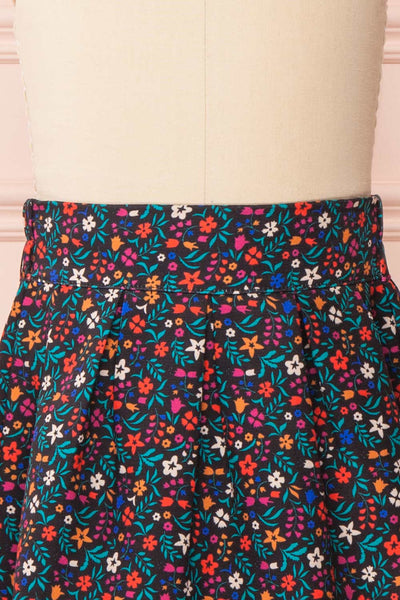 Dorit Mini Black Floral Kid's Skirt | Boutique 1861 front close-up