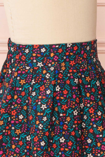 Dorit Mini Black Floral Kid's Skirt | Boutique 1861 side close-up