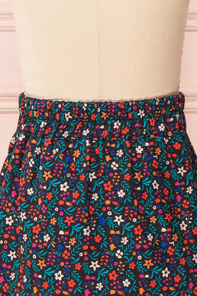 Dorit Mini Black Floral Kid's Skirt | Boutique 1861 back close-up