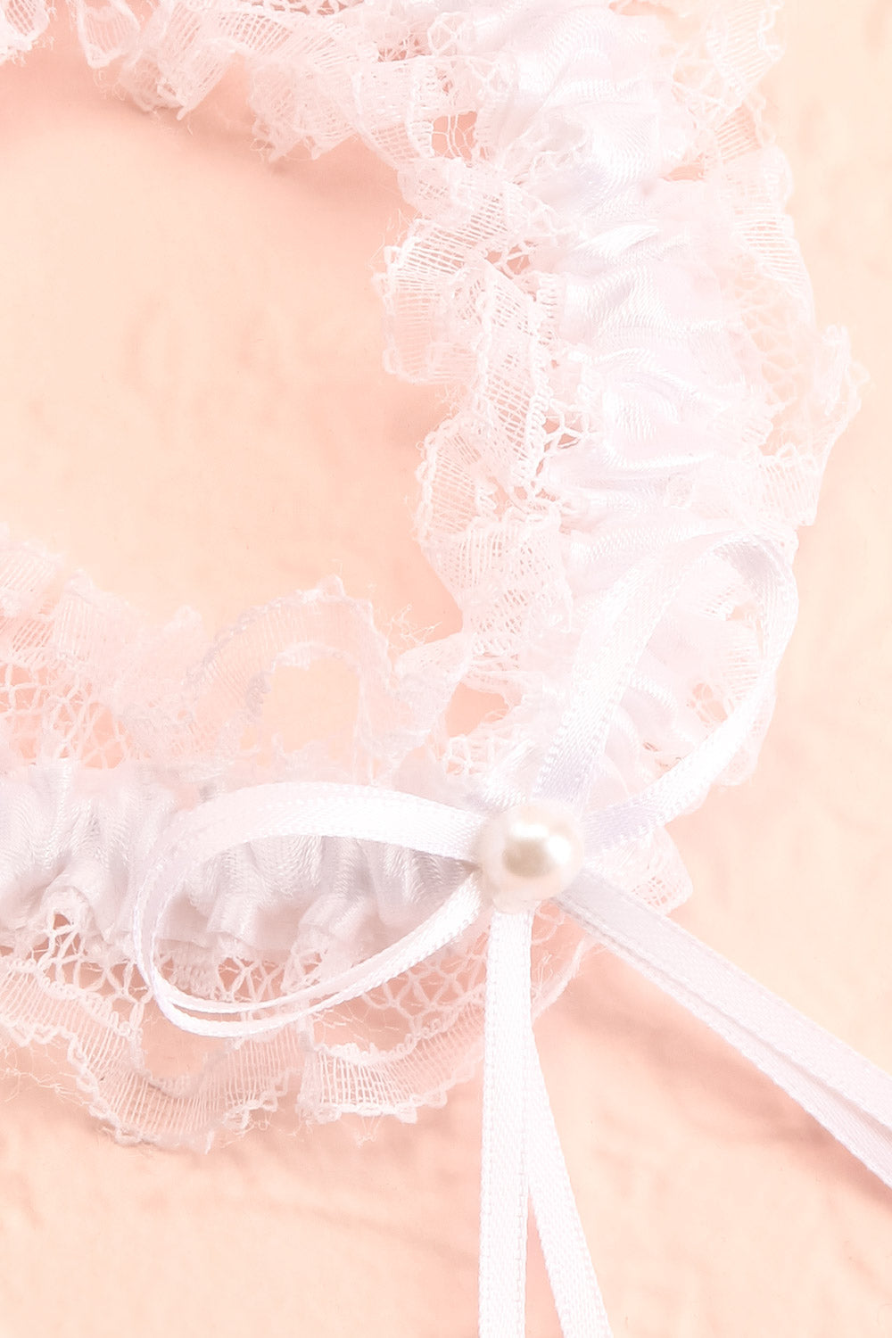Morgiana White Lace Bridal Garter | Boudoir 1861 close-up
