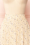Dorys Yellow | Floral Midi Skirt With elastic Waist front close-up
